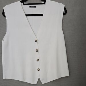 Massimo Dutti White Vest Westcoat Size M